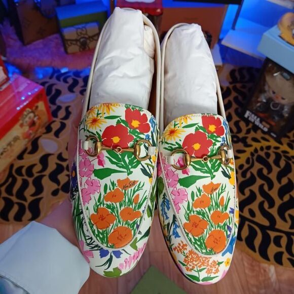 New with Box Gucci Ken Scott Jordaan Floral Print Loafer EU 37 - Picture 2 of 8
